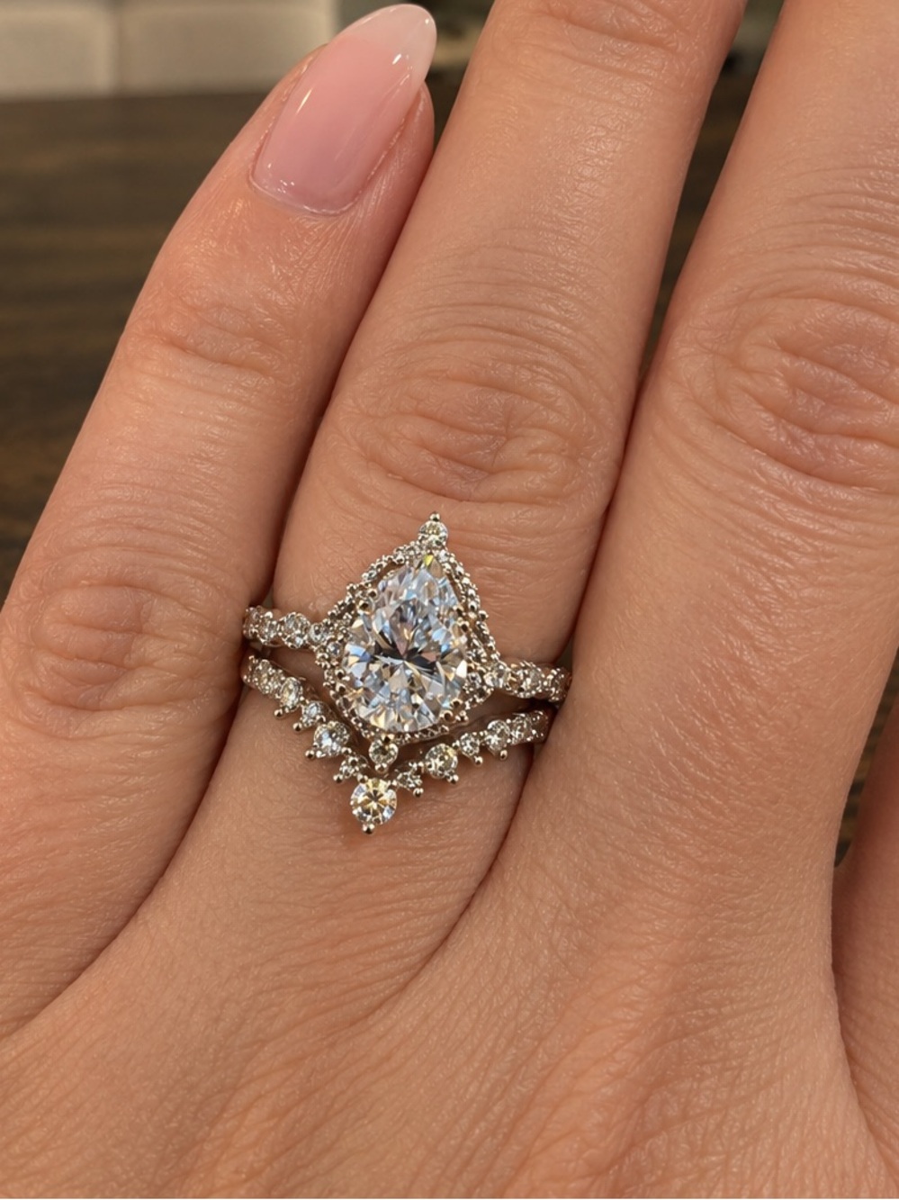 2.2 CTW Pear Cut Moissanite Bridal Ring Set 925 Sterling Silver Wedding